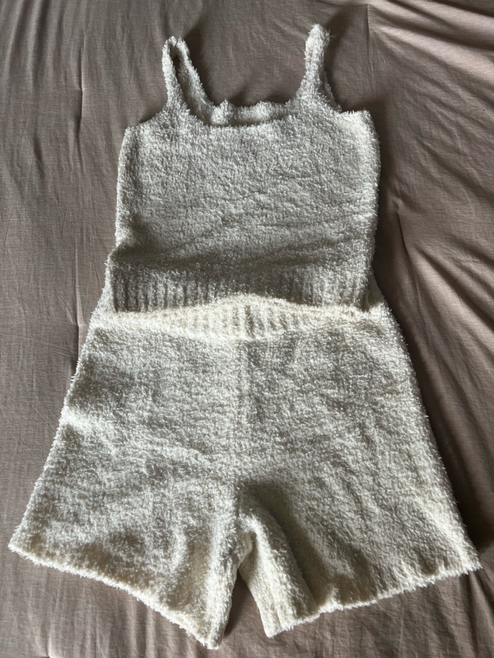 SKIMS Soft Cream Textured Knit Loungewear Piece L/XL